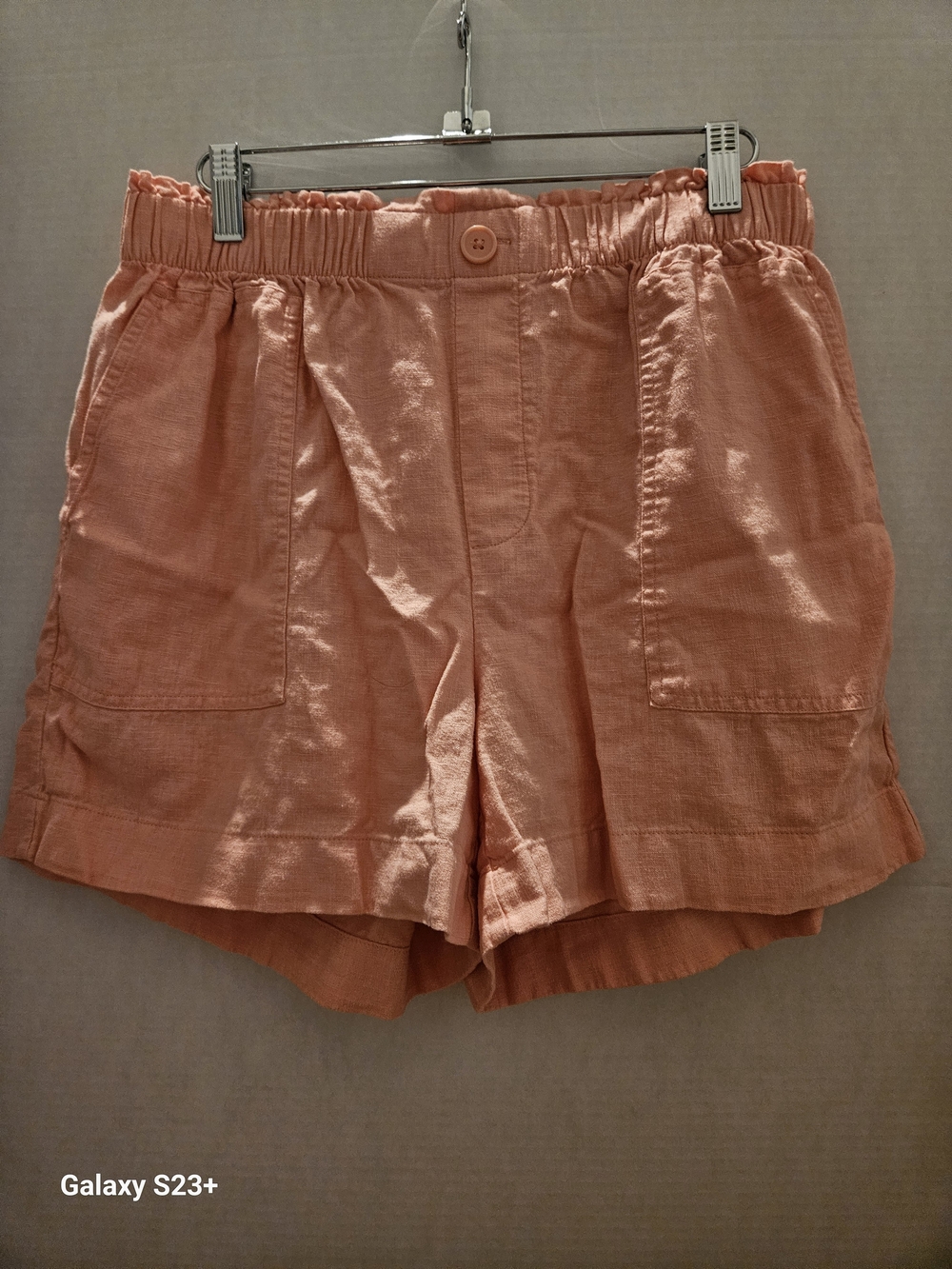 LOFT High-Waist Rust Orange Linen-Blend Shorts